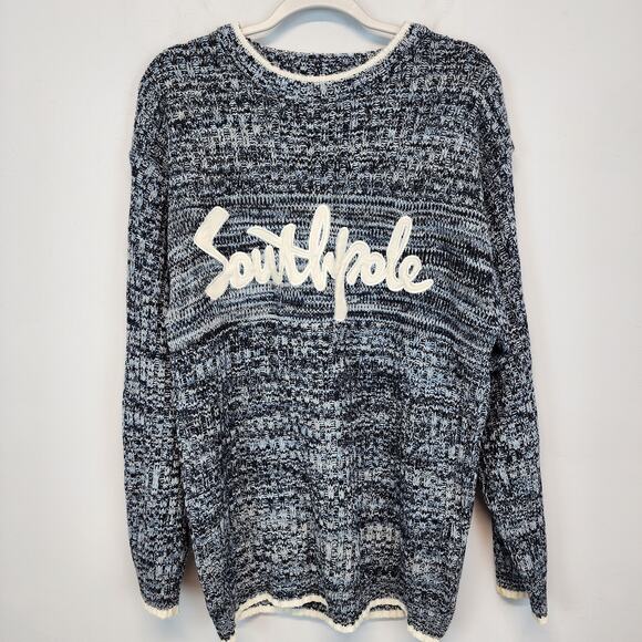 Southpole Sweater Size M Blue Gray Big Logo Heavyweight Baggy Vintage 90s Y2K - Picture 1 of 11